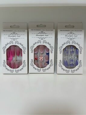 NIB 3 Sets Press-On Nail Set — Pink, Light Pink & Purple